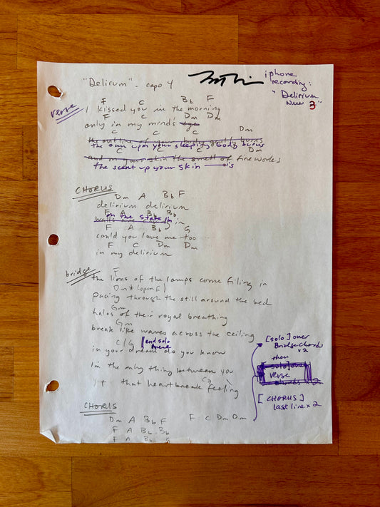 Delirium Original Working Song Manuscript