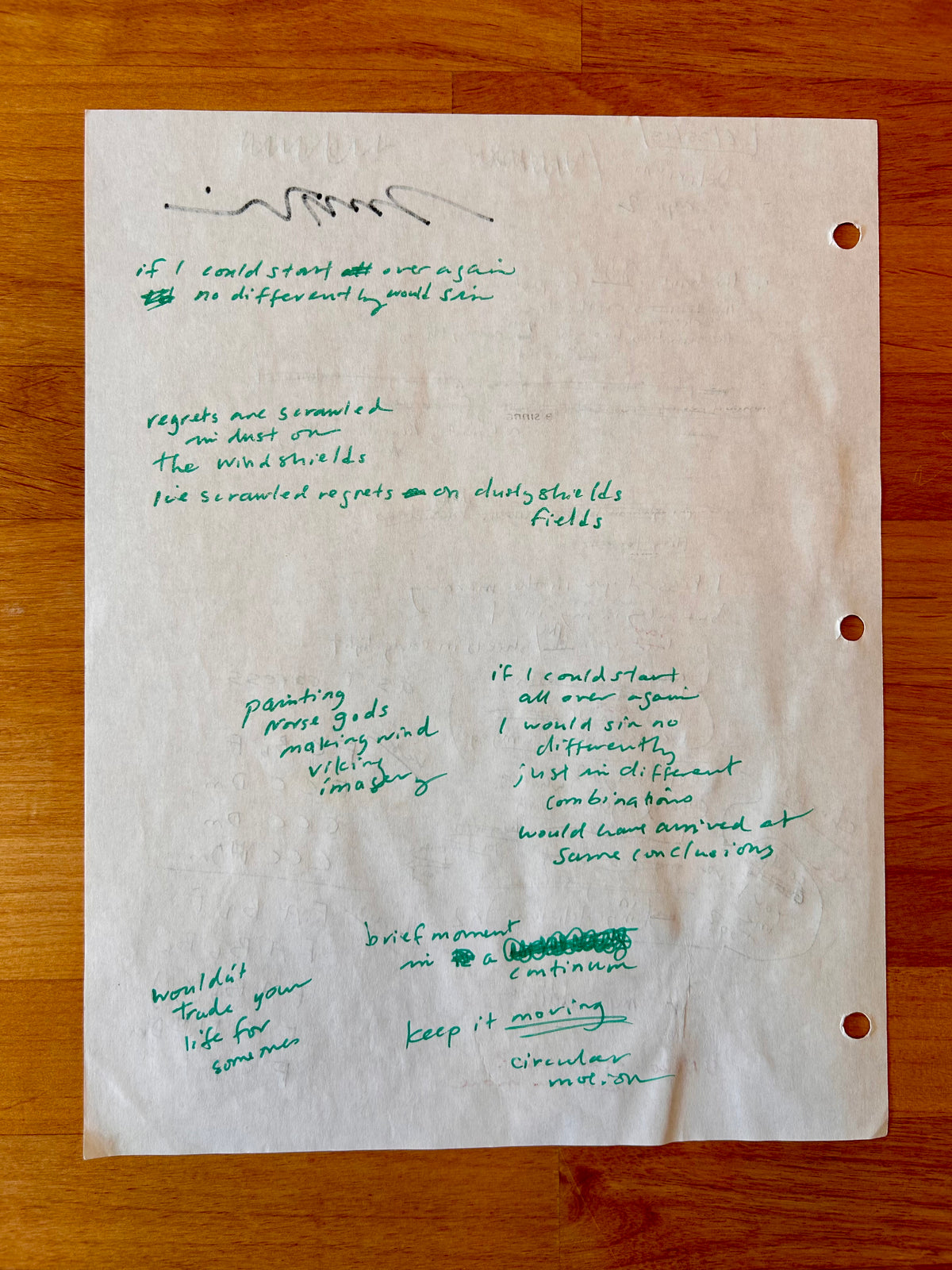 Delirium Original Working Song Manuscript