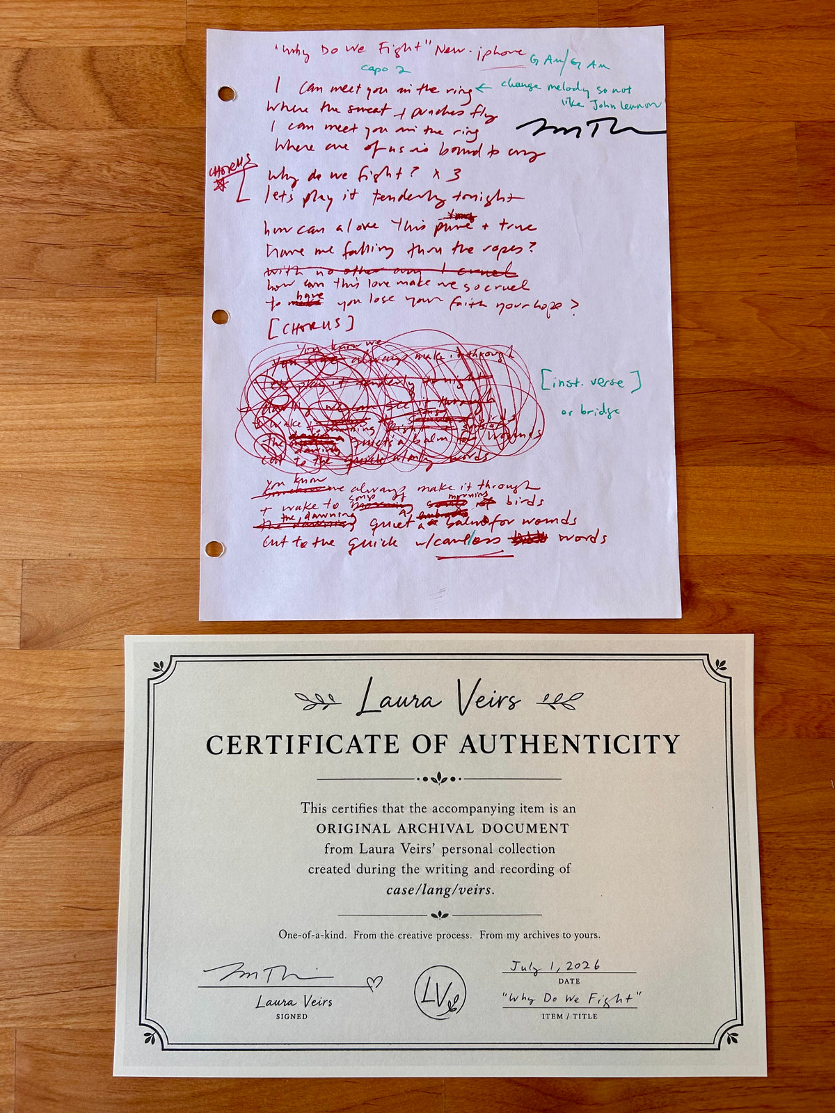 Why Do We Fight Original Working Song Manuscript