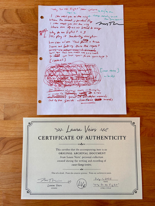 Why Do We Fight Original Working Song Manuscript