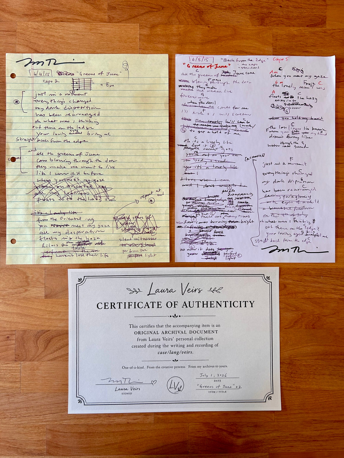 Greens of June Original Working Song Manuscript